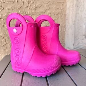 CROCS Kids Pink Rain Boots 7c